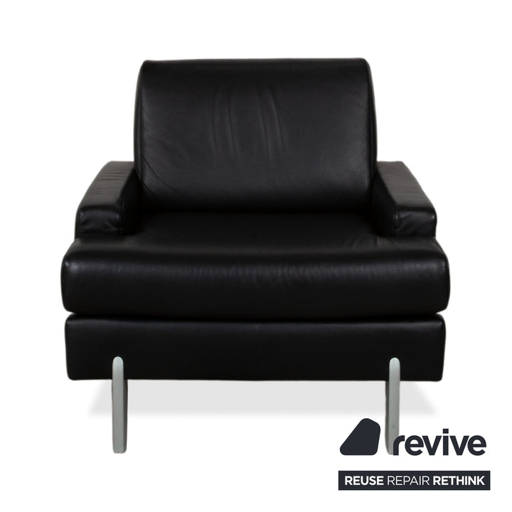 Rolf Benz AK 644 Garnitur Leder Dreisitzer Sessel Schwarz Sofa Couch