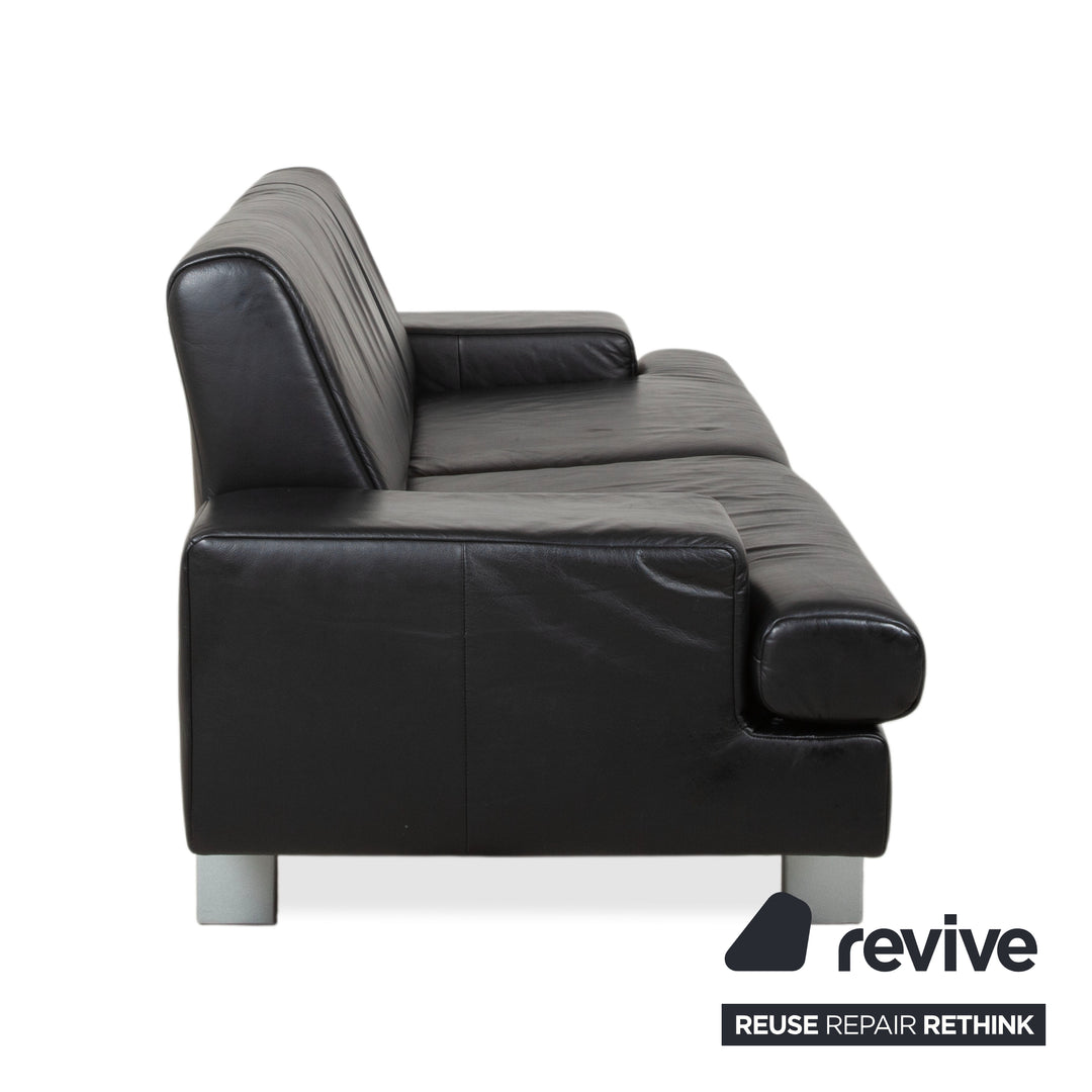 Rolf Benz AK 644 Garnitur Leder Dreisitzer Sessel Schwarz Sofa Couch
