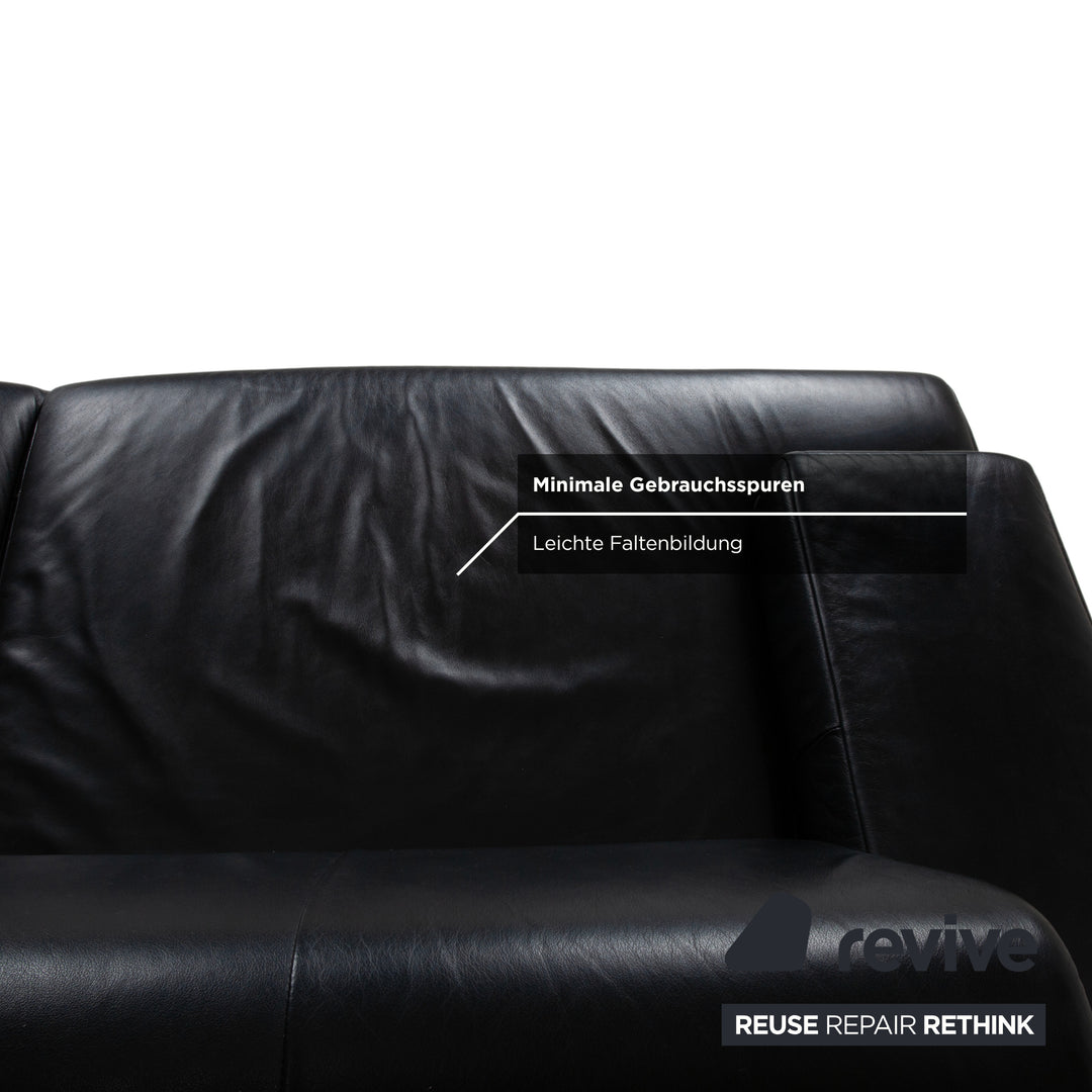 Rolf Benz AK 644 Garnitur Leder Dreisitzer Sessel Schwarz Sofa Couch