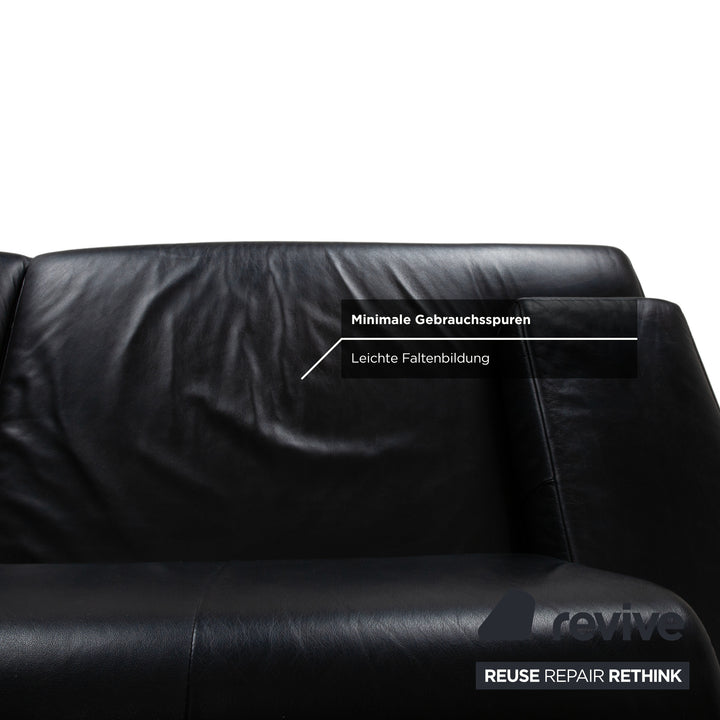 Rolf Benz AK 644 Garnitur Leder Dreisitzer Sessel Schwarz Sofa Couch