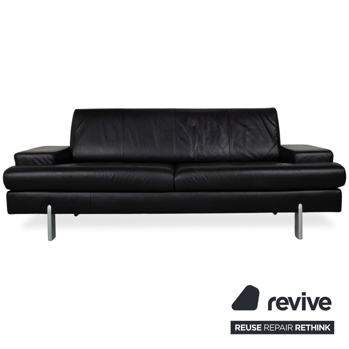 Rolf Benz AK 644 Garnitur Leder Dreisitzer Sessel Schwarz Sofa Couch