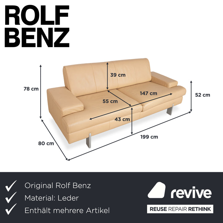 Rolf Benz AK 644 Garnitur Zweisitzer Dreisitzer Leder Sofa Creme Beige Couch
