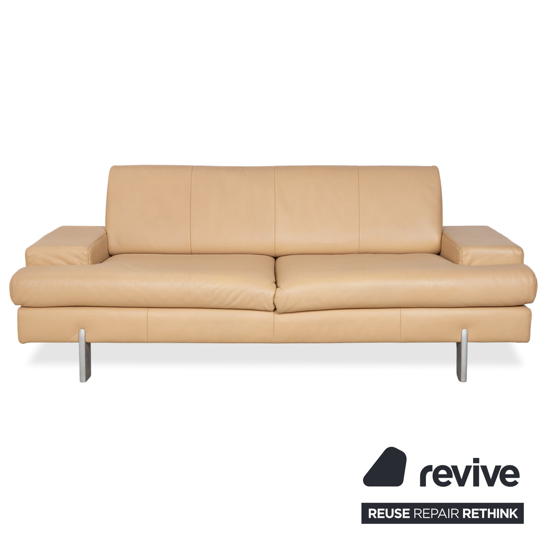 Rolf Benz AK 644 Garnitur Zweisitzer Dreisitzer Leder Sofa Creme Beige Couch