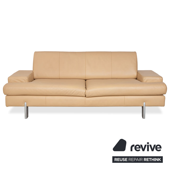 Rolf Benz AK 644 Garnitur Zweisitzer Dreisitzer Leder Sofa Creme Beige Couch