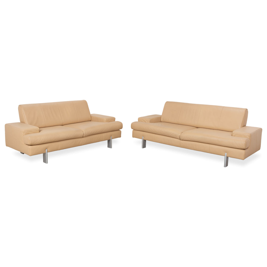 Rolf Benz AK 644 Ensemble canapé deux places et trois places en cuir crème beige
