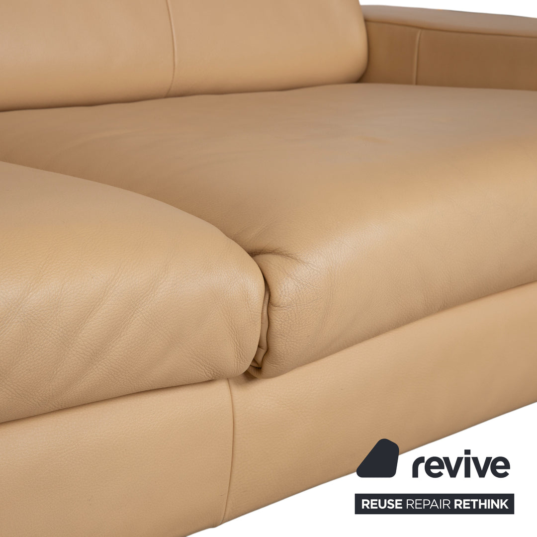 Rolf Benz AK 644 Garnitur Zweisitzer Dreisitzer Leder Sofa Creme Beige Couch
