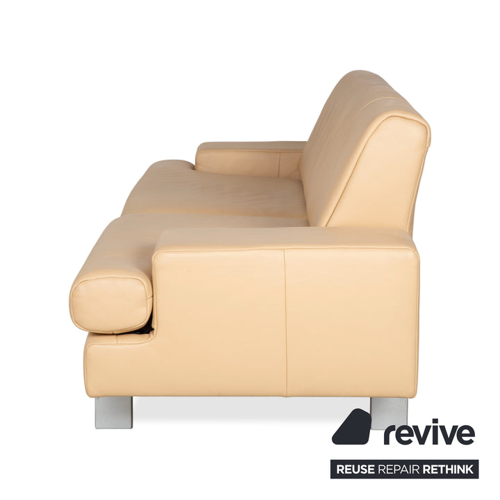 Rolf Benz AK 644 Garnitur Zweisitzer Dreisitzer Leder Sofa Creme Beige Couch