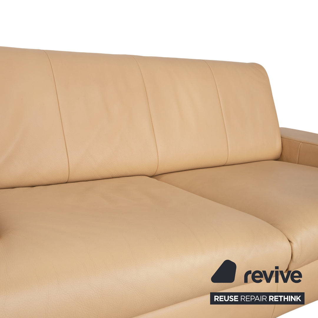 Rolf Benz AK 644 Garnitur Zweisitzer Dreisitzer Leder Sofa Creme Beige Couch