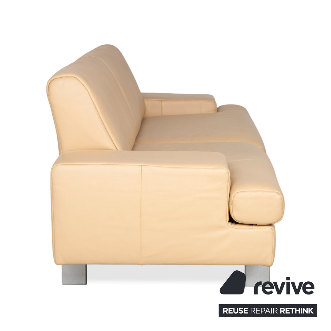 Rolf Benz AK 644 Garnitur Zweisitzer Dreisitzer Leder Sofa Creme Beige Couch