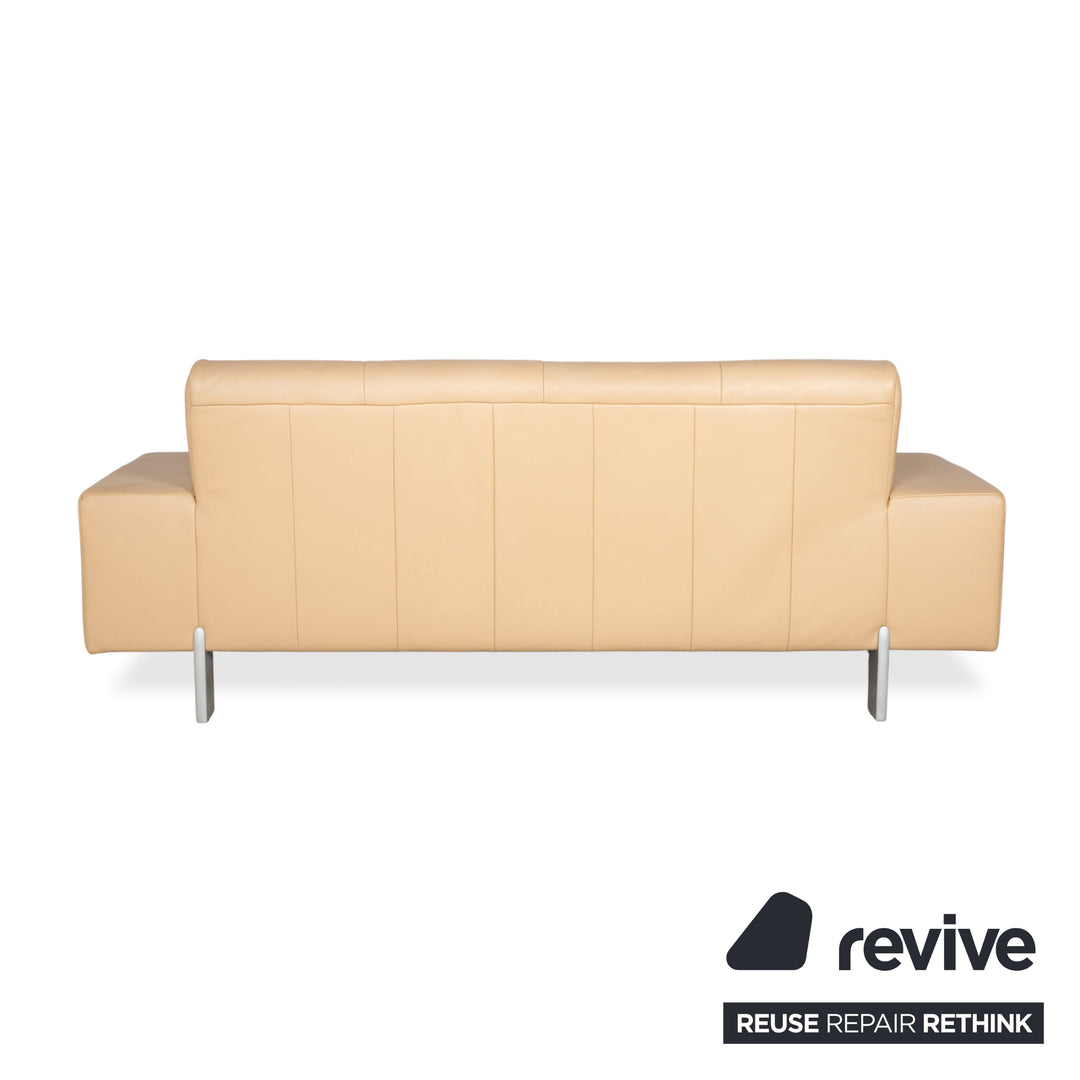 Rolf Benz AK 644 Garnitur Zweisitzer Dreisitzer Leder Sofa Creme Beige Couch