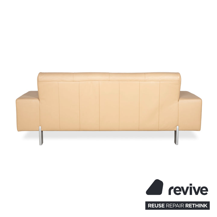 Rolf Benz AK 644 Garnitur Zweisitzer Dreisitzer Leder Sofa Creme Beige Couch