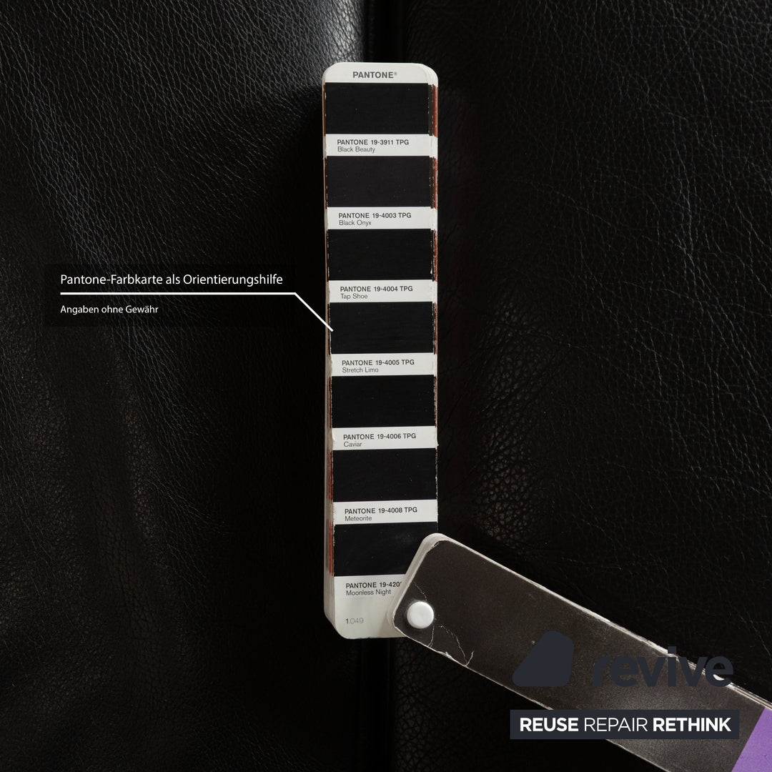 Rolf Benz AK 644 Leather Three Seater Black Sofa Couch