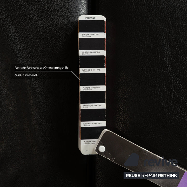 Rolf Benz AK 644 Leather Three Seater Black Sofa Couch