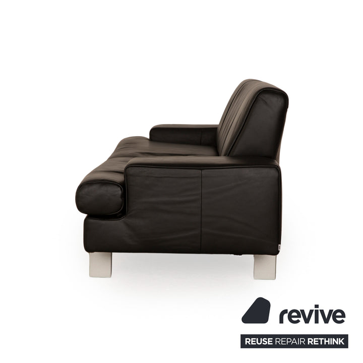 Rolf Benz AK 644 skórzana trzyosobowa sofa czarna kanapa