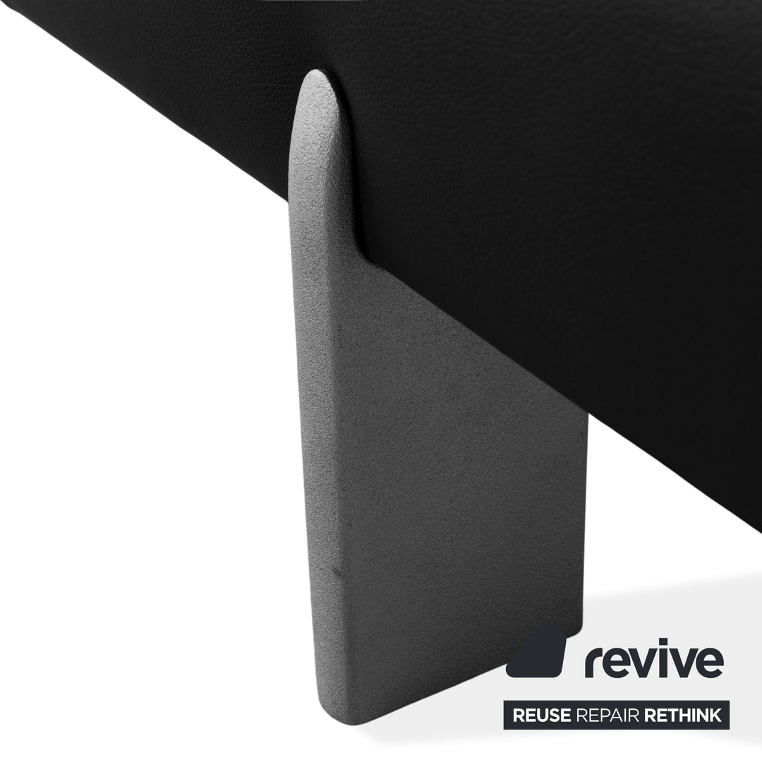 Rolf Benz AK 644 Leather Three Seater Black Sofa Couch