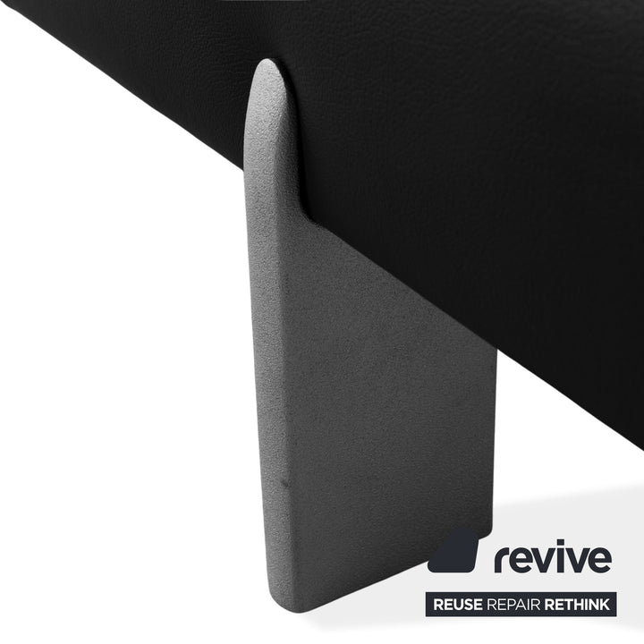 Rolf Benz AK 644 Leather Three Seater Black Sofa Couch