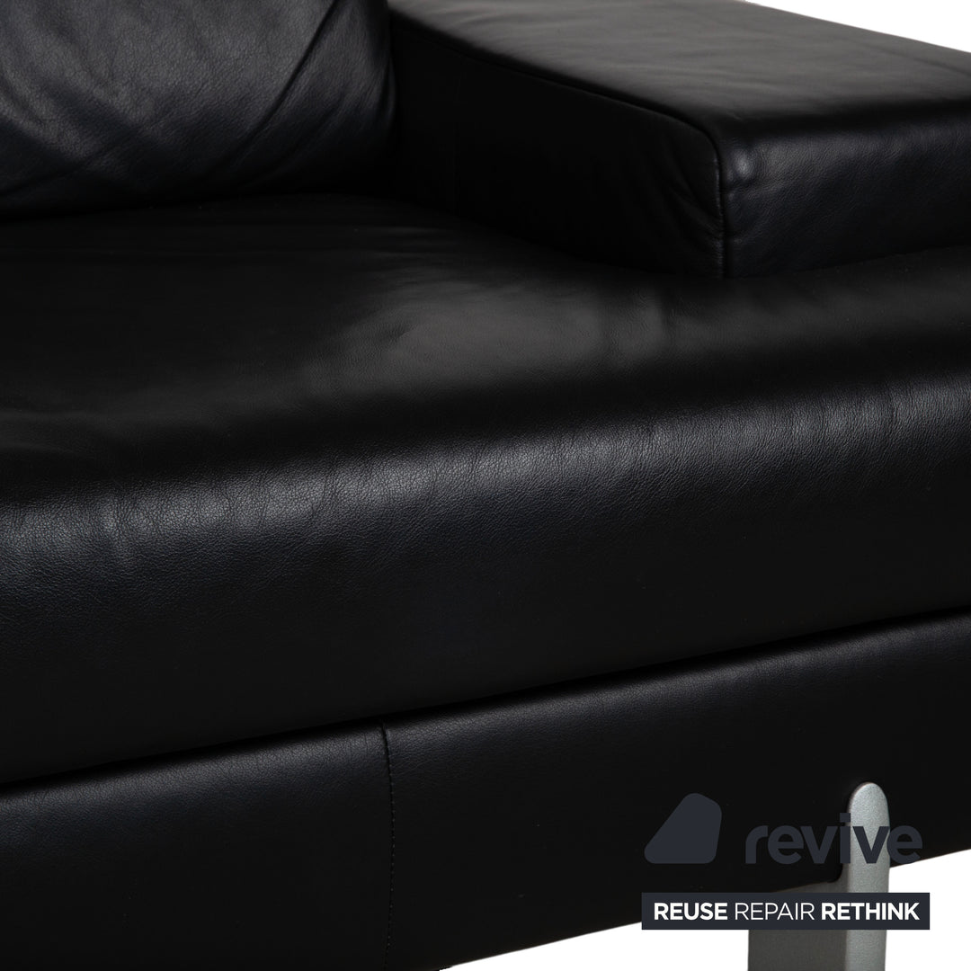 Rolf Benz AK 644 Leder Dreisitzer Schwarz Sofa Couch