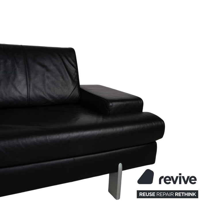 Rolf Benz AK 644 Leder Dreisitzer Schwarz Sofa Couch