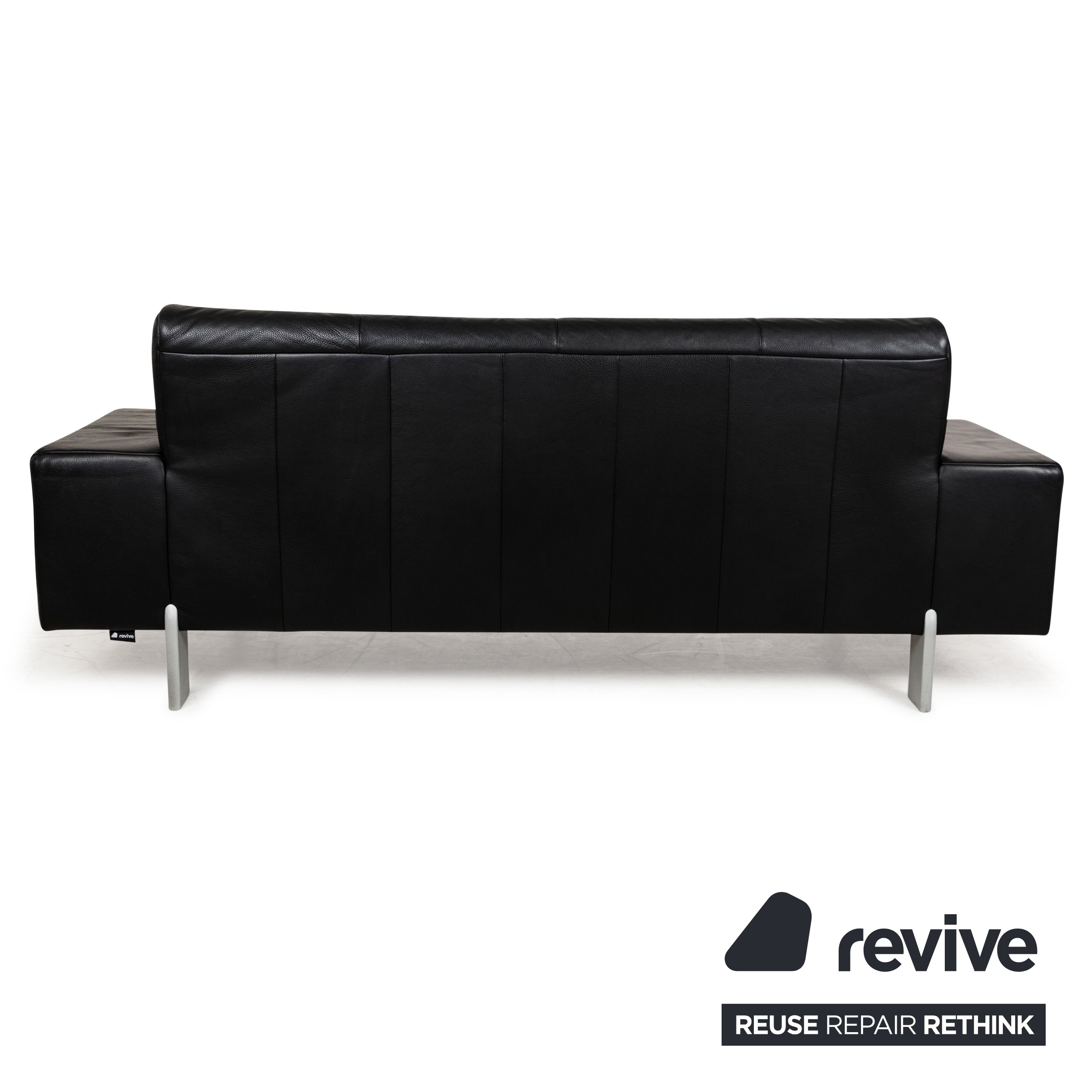 Rolf Benz AK 644 Leather Three Seater Black Sofa Couch