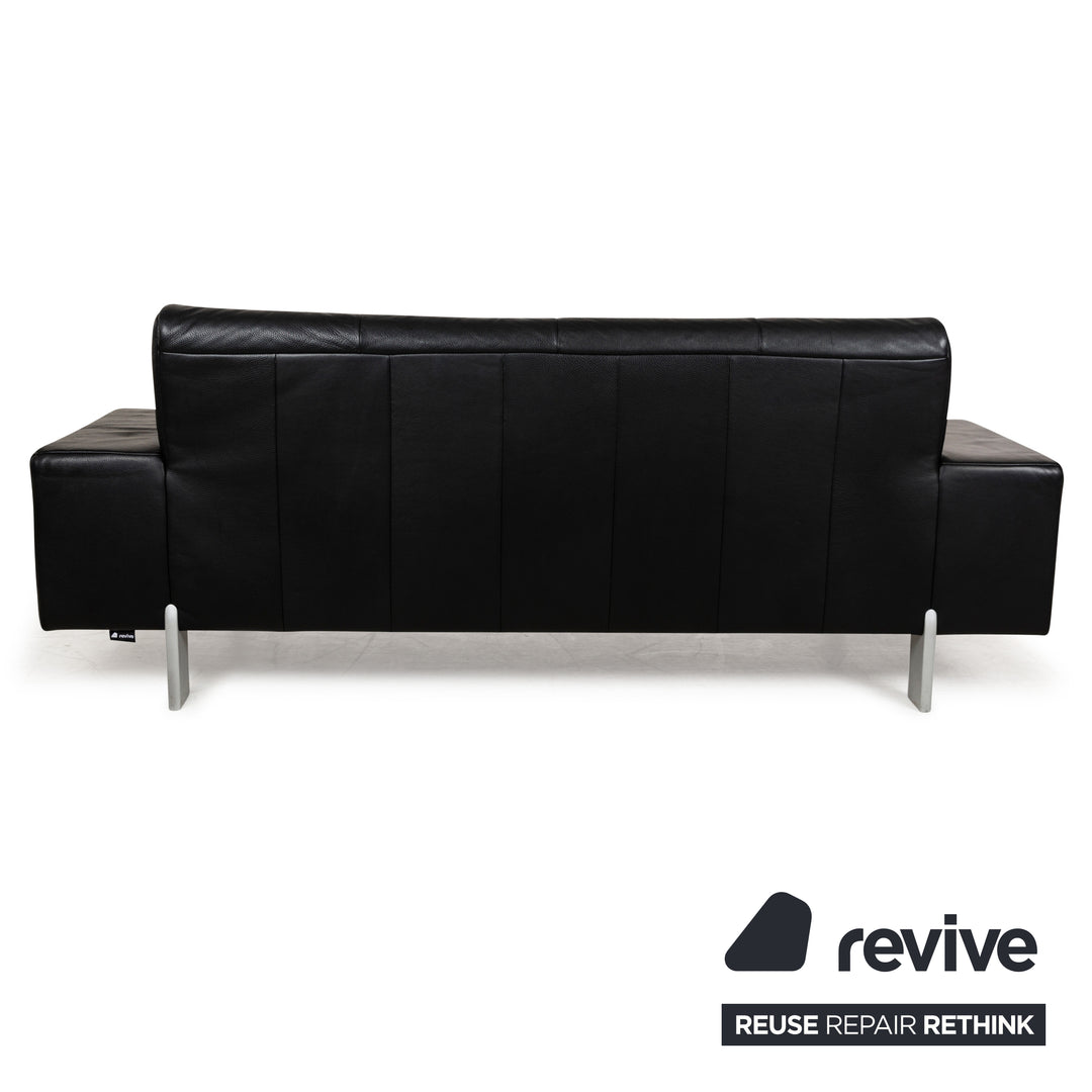 Rolf Benz AK 644 Leder Dreisitzer Schwarz Sofa Couch