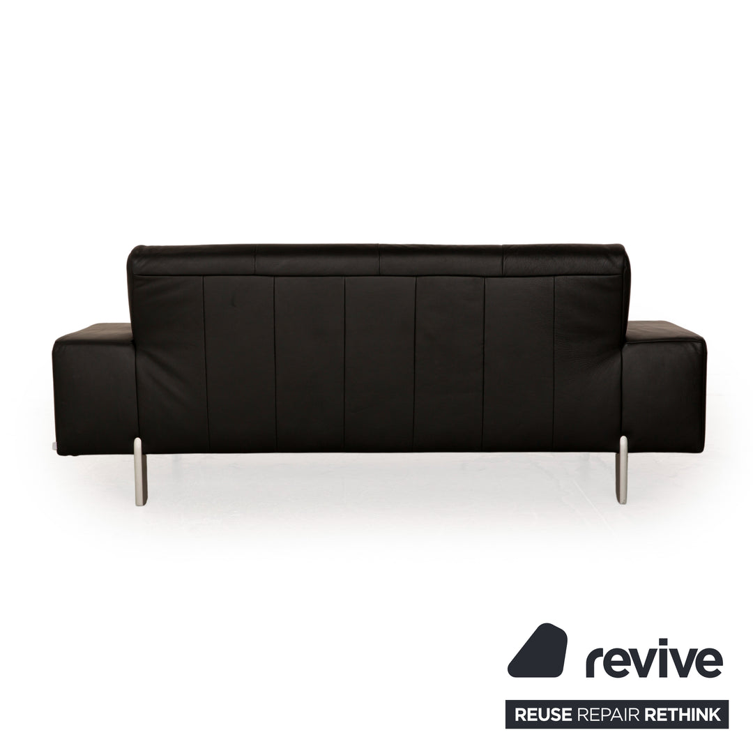 Sofá de tres plazas Rolf Benz AK 644 de cuero negro