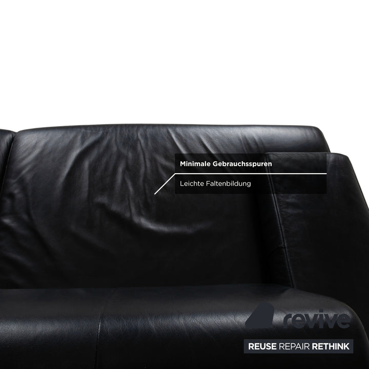 Rolf Benz AK 644 Leder Dreisitzer Schwarz Sofa Couch