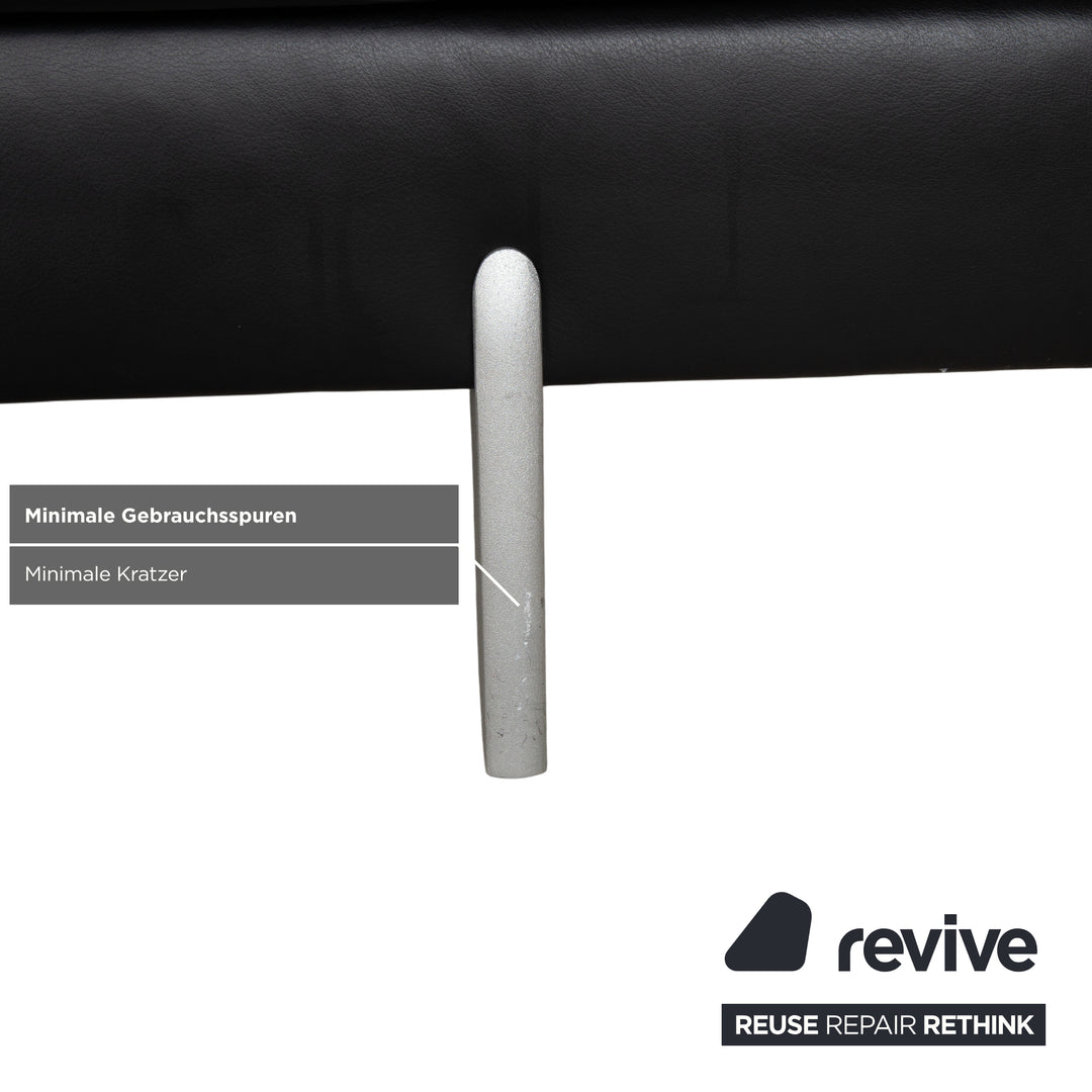 Canapé trois places en cuir noir Rolf Benz AK 644