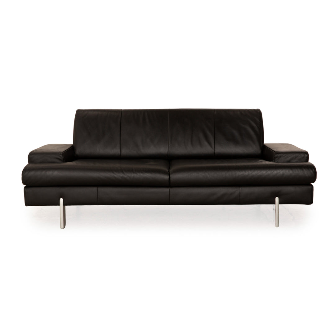 Canapé trois places en cuir noir Rolf Benz AK 644