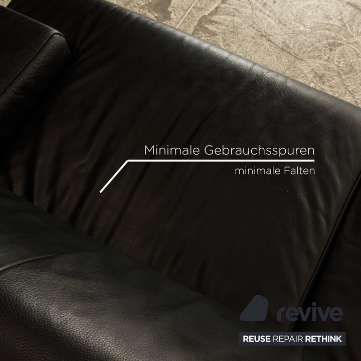 Rolf Benz AK 644 Leder Dreisitzer Schwarz Sofa Couch