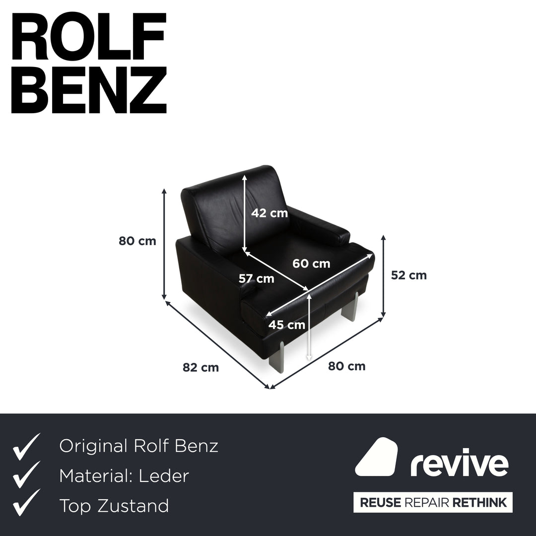 Rolf Benz AK 644 Leder Sessel Schwarz