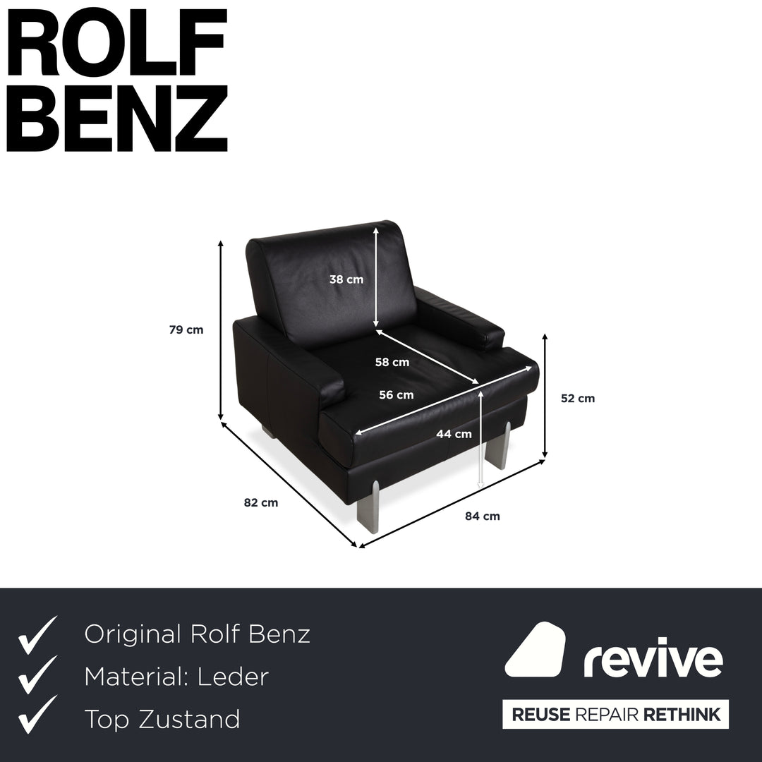 Rolf Benz AK 644 Leder Sessel Schwarz