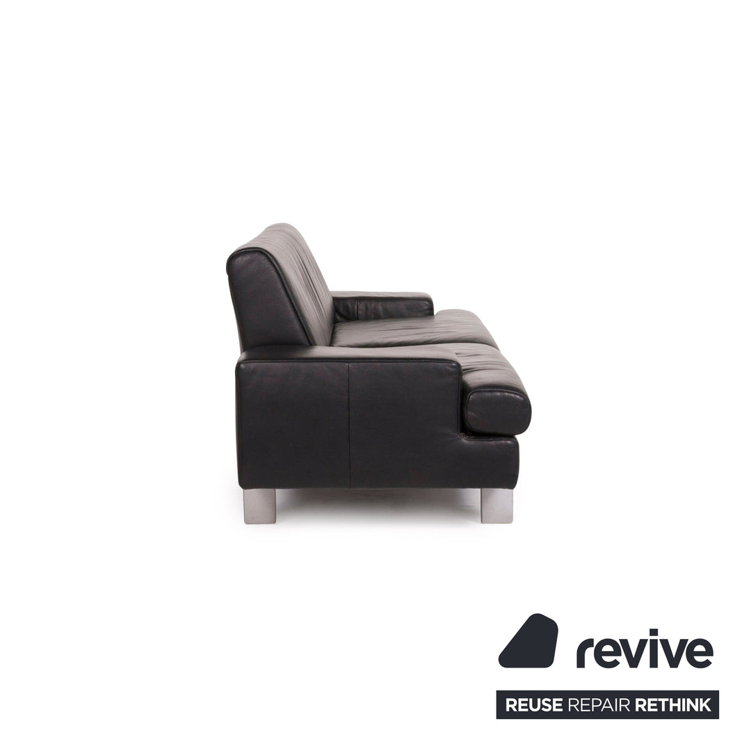 Rolf Benz AK 644 leather sofa black two-seater #12310
