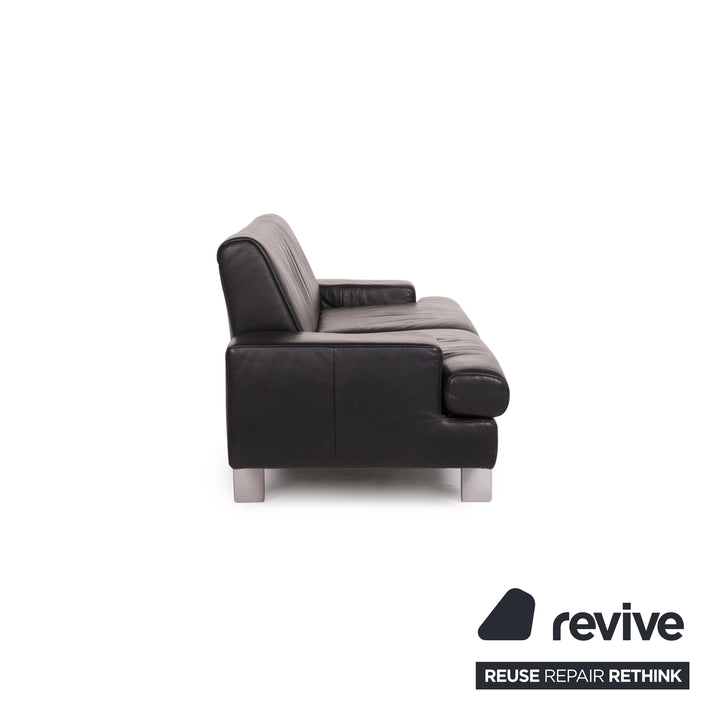 Rolf Benz AK 644 leather sofa black two-seater #12310