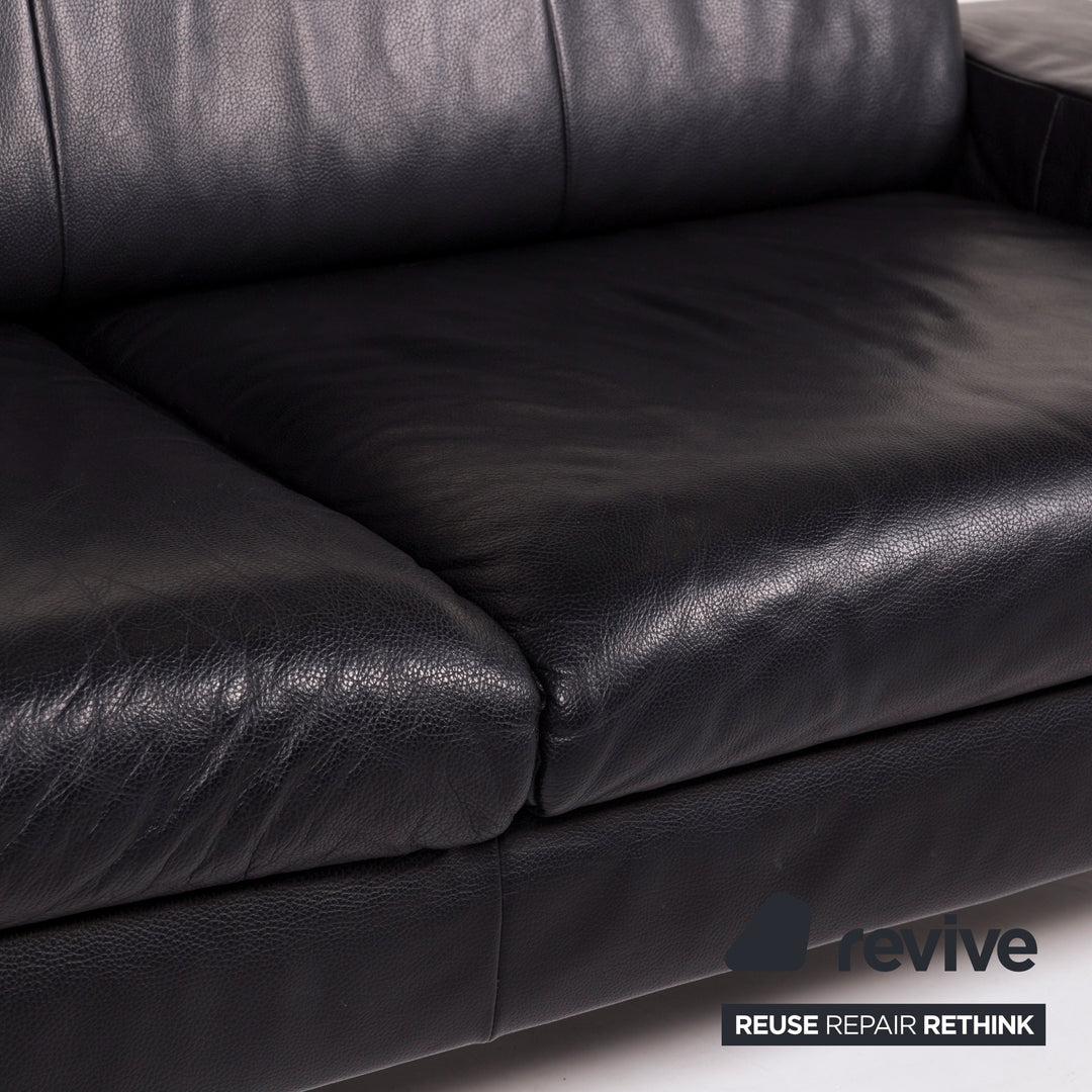 Rolf Benz AK 644 leather sofa black two-seater #12310