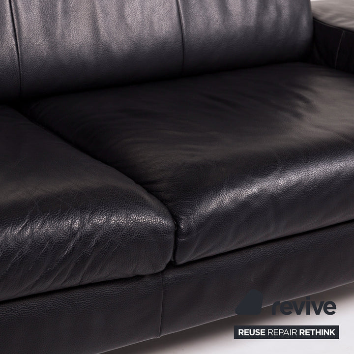 Rolf Benz AK 644 leather sofa black two-seater #12310