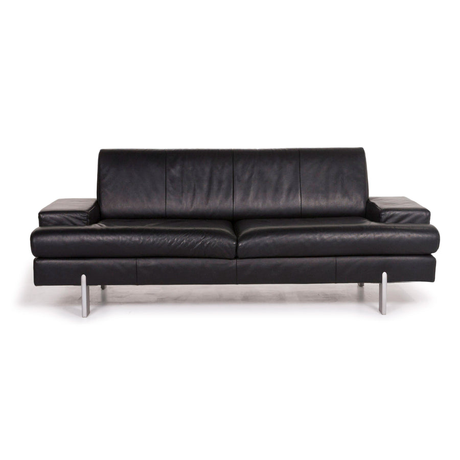 Rolf Benz AK 644 leather sofa black two-seater #12310