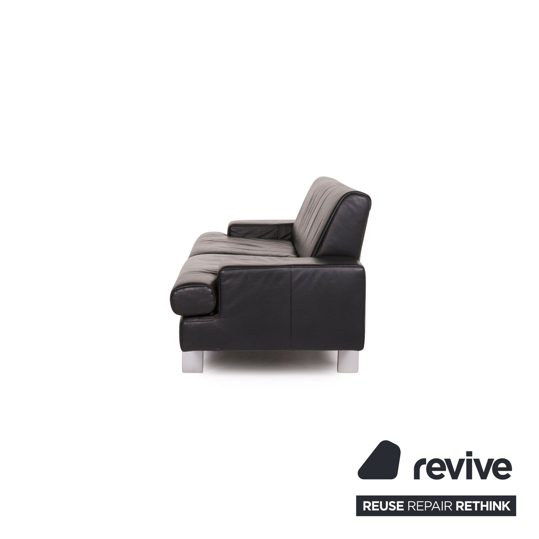 Rolf Benz AK 644 leather sofa black two-seater #12310