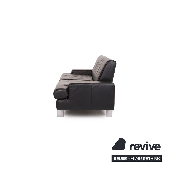 Rolf Benz AK 644 leather sofa black two-seater #12310