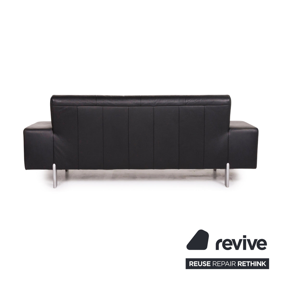 Rolf Benz AK 644 leather sofa black two-seater #12310