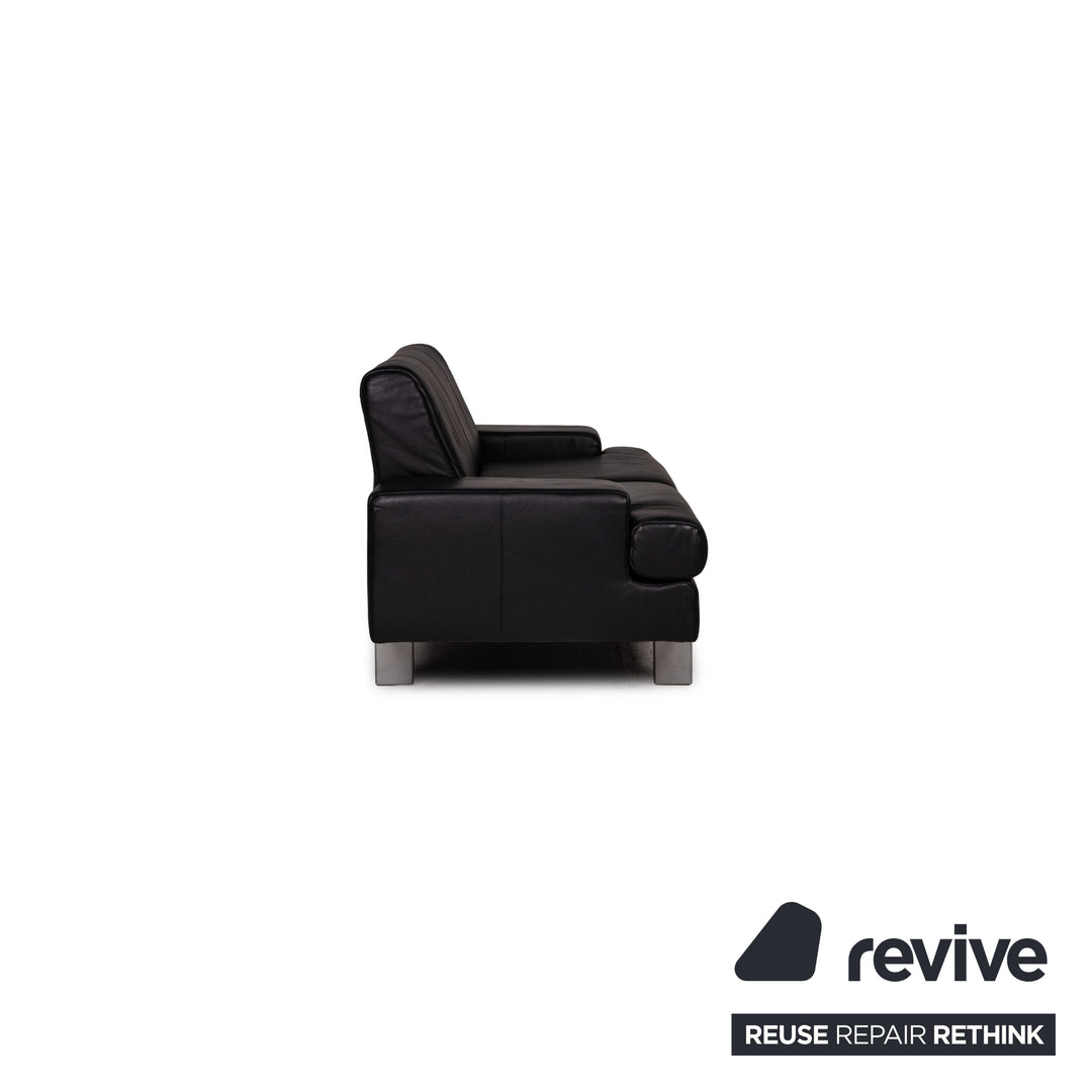 Rolf Benz AK 644 Leder Sofa Schwarz Zweisitzer Couch