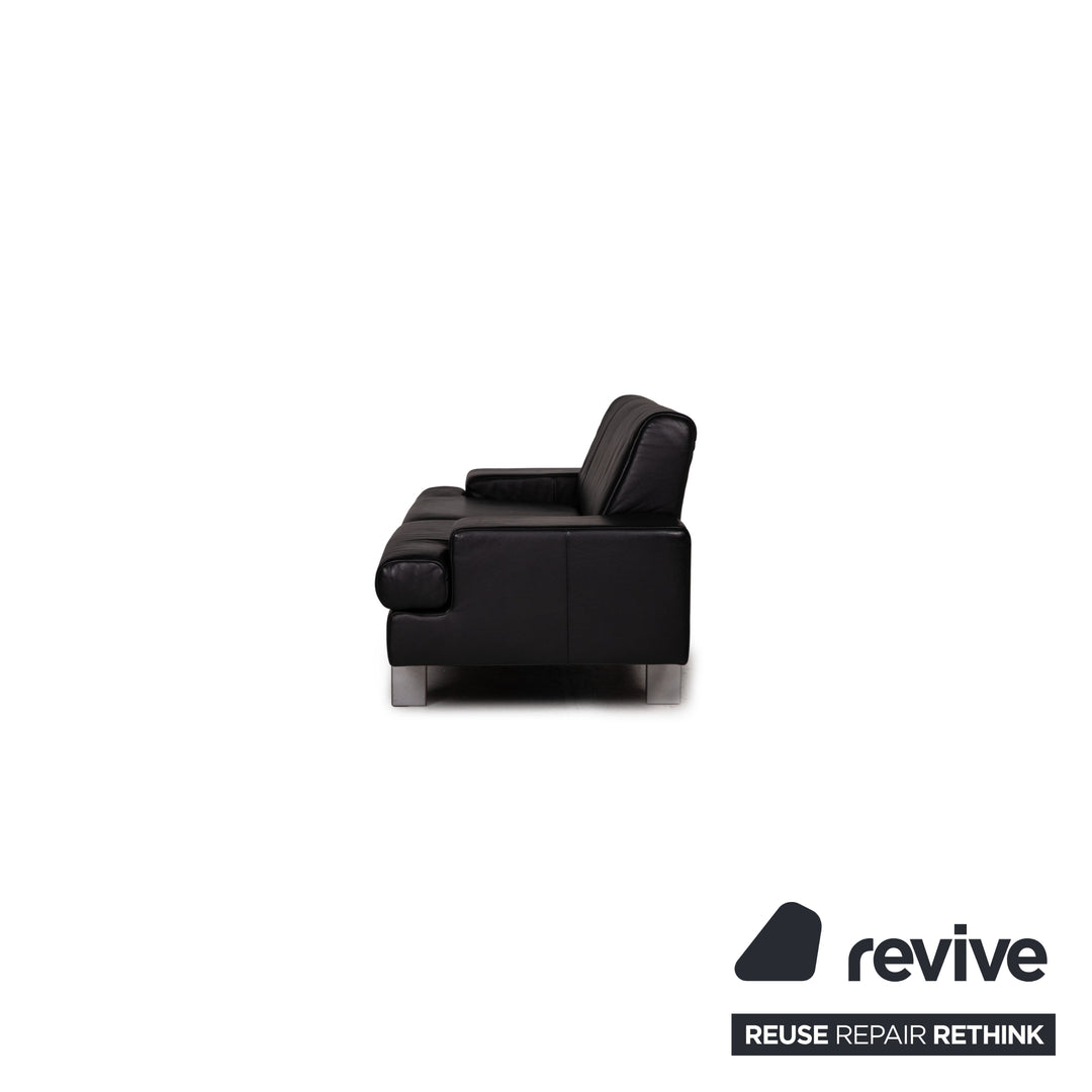 Rolf Benz AK 644 leather sofa black two-seater couch