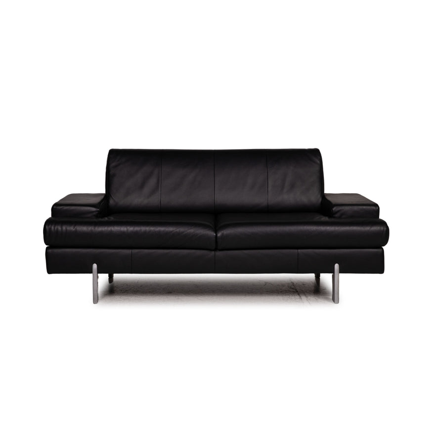 Rolf Benz AK 644 leather sofa black two-seater couch