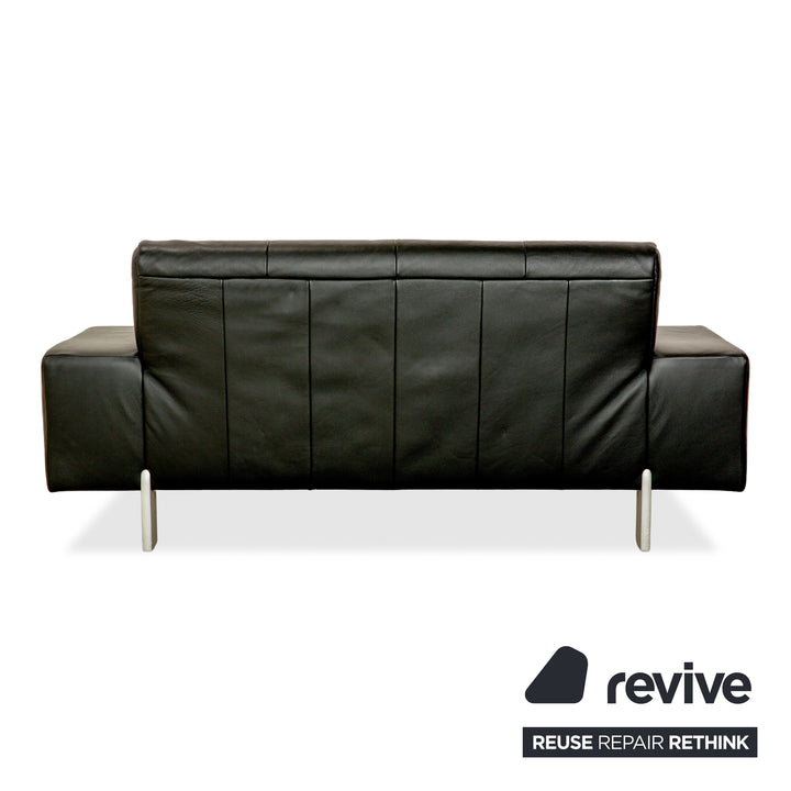 Rolf Benz AK 644 leather two-seater black sofa couch
