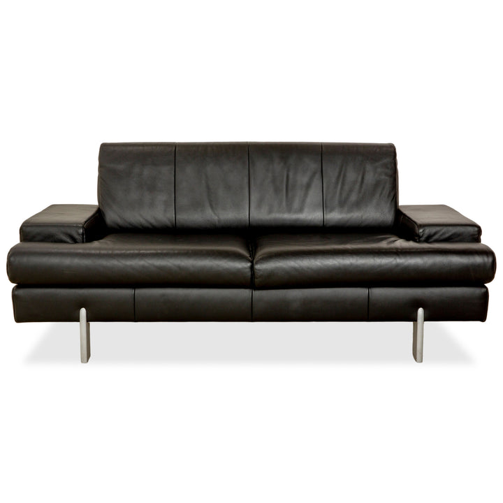 Rolf Benz AK 644 leather two-seater black sofa couch