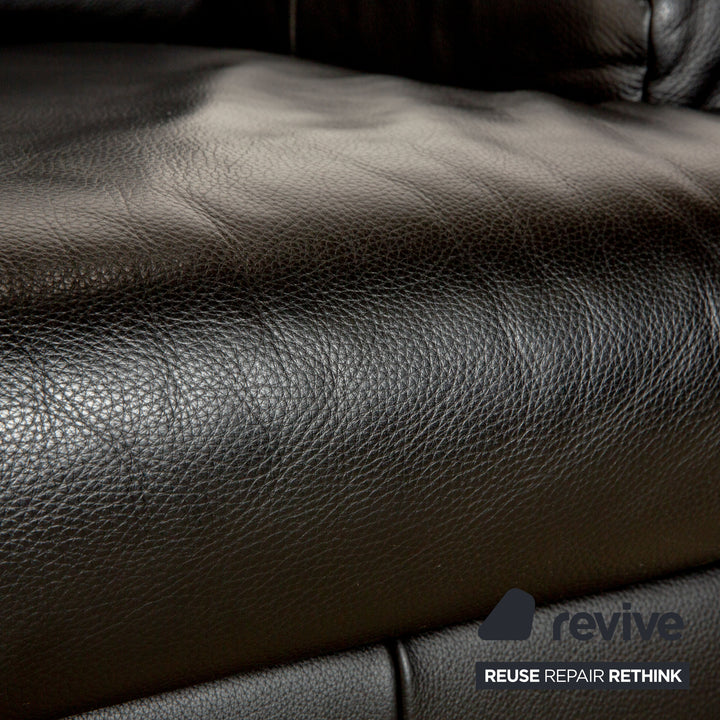 Rolf Benz AK 644 leather two-seater black sofa couch