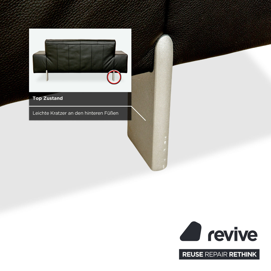 Rolf Benz AK 644 leather two-seater black sofa couch