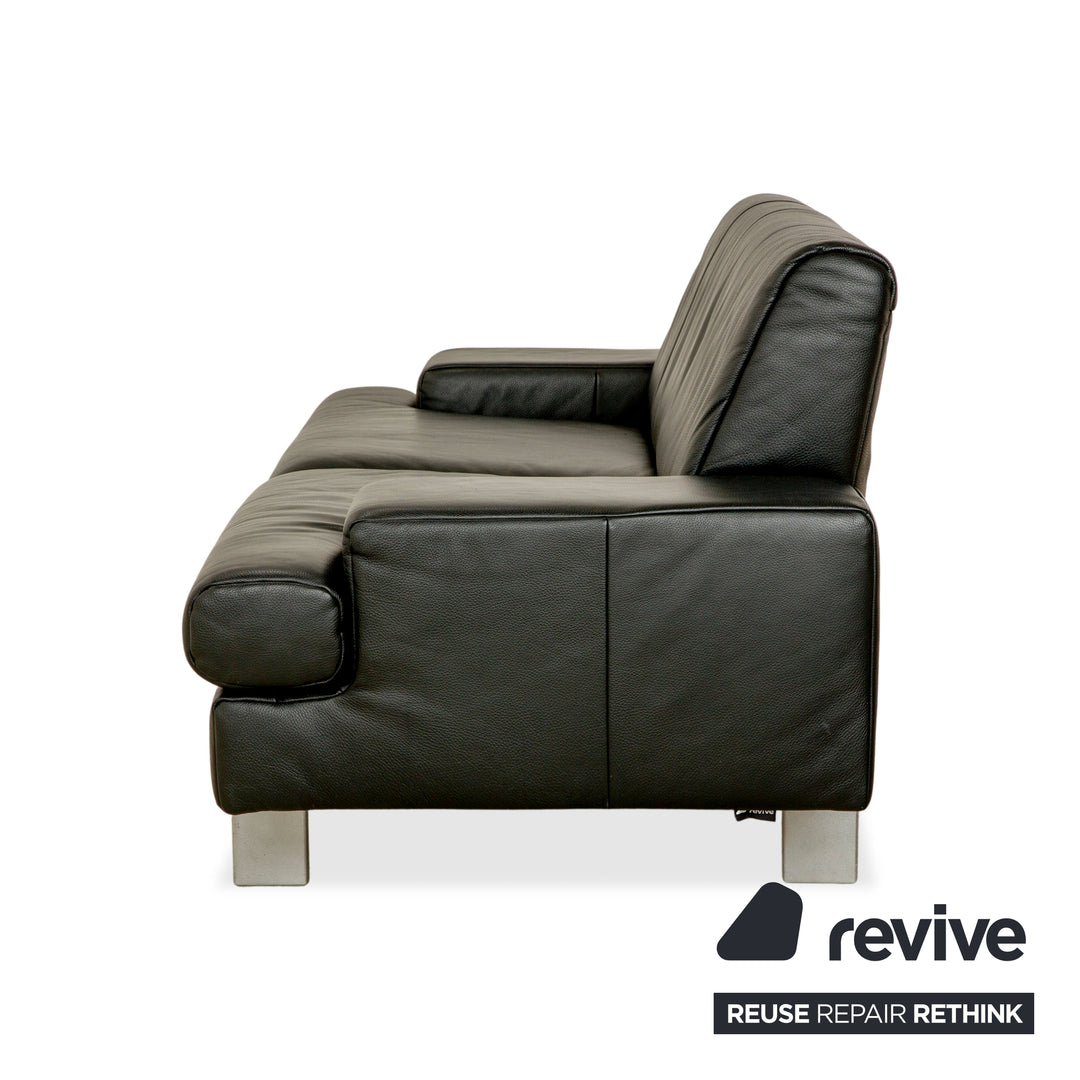 Rolf Benz AK 644 leather two-seater black sofa couch