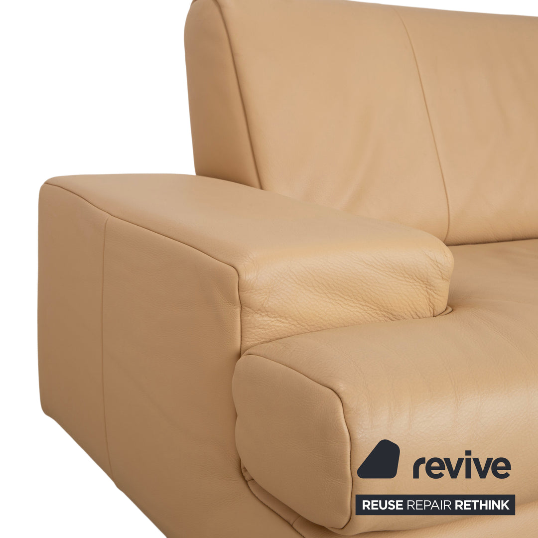 Rolf Benz AK 644 Two-Seater Leather Sofa Cream Beige Couch