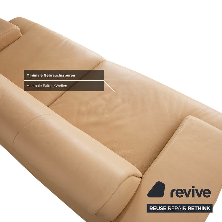 Rolf Benz AK 644 Two-Seater Leather Sofa Cream Beige Couch