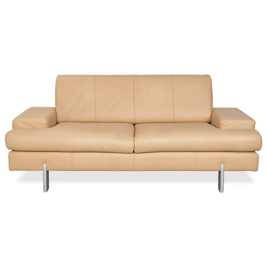 Rolf Benz AK 644 Two-Seater Leather Sofa Cream Beige Couch